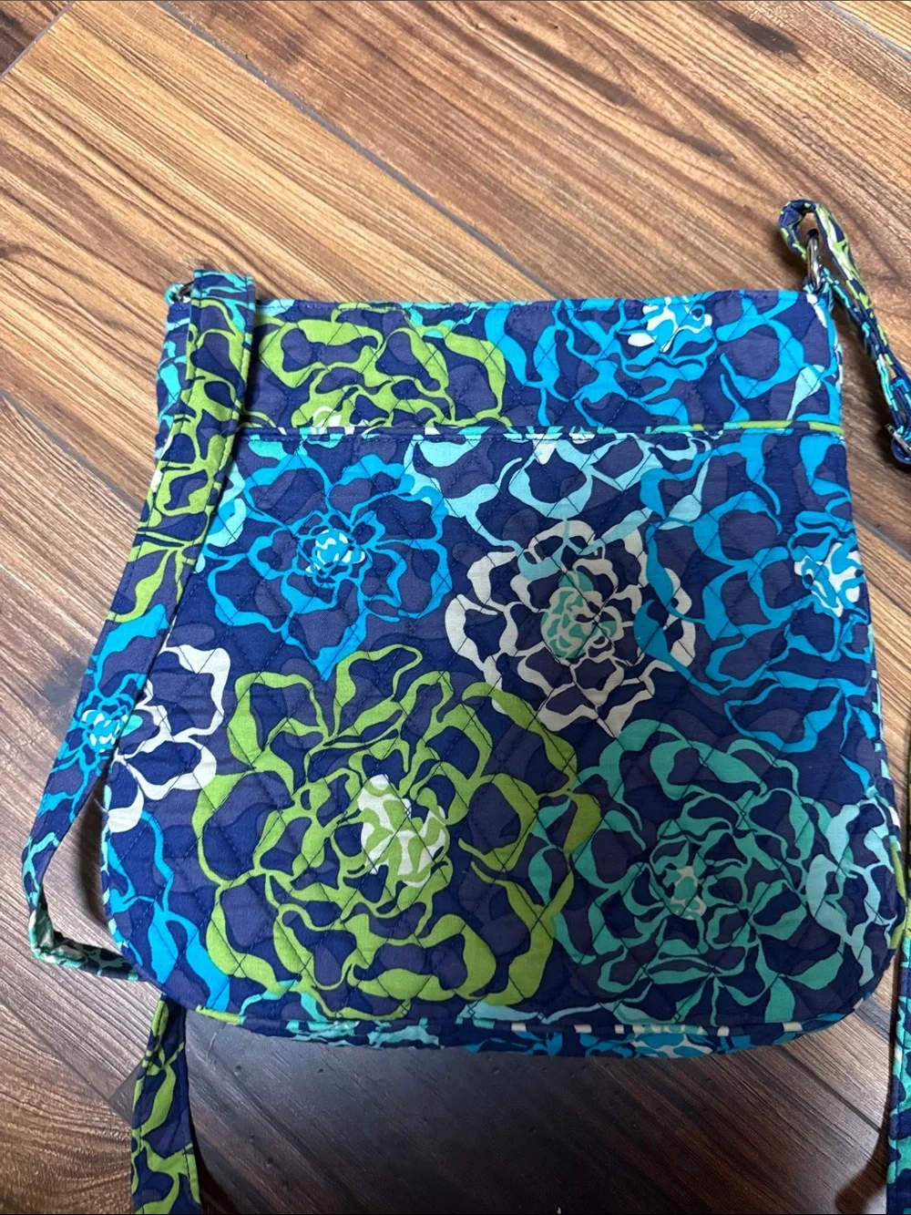 Vera Bradley Quilted Floral Handbag in Blue, Teal & Lime